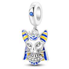 Charm Sterling Silber 925 Altägyptische Katze, Reise-Armband-Anhänger Charm Sterling Silber 925 Altägyptische Katze, Reise-Armband-Anhänger