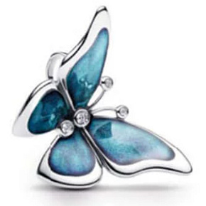 Charm Třpytivý velkolepý motýl Modrásek, korálek na náramek zvíře