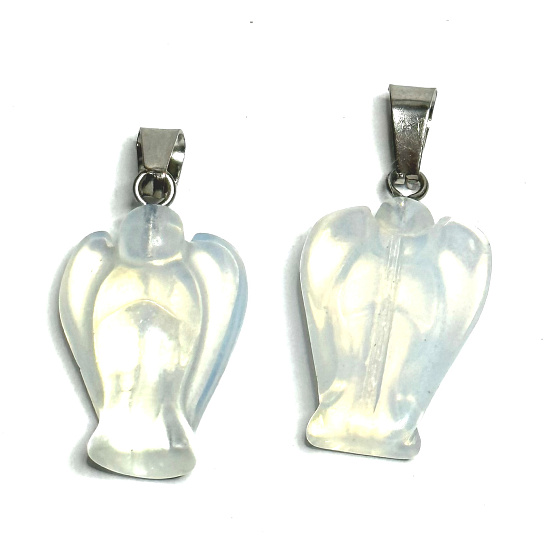 Opalit Engel Schutzengel Anhänger Kunststein handgeschliffen 2 - 2,2 cm, Stein der Wünsche und der Hoffnung