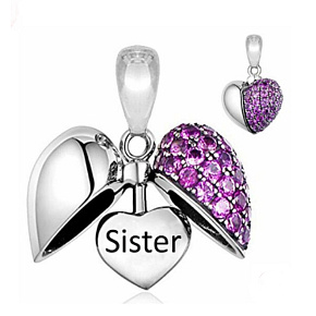 Sterling Silber 925 Herz zu öffnen Schwester Ich liebe dich, Anhänger für Armband Familie