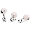 Charme Sterling Silber 925 Elefant mit rosa Ballon, Anhänger am Armband Familie