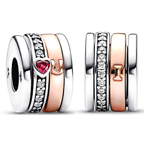 Charme Sterling Silber 925 Herz und Hufeisen, 4 Ringe - drehbare Perle am Armband Liebe Charme Sterling Silber 925 Herz und Hufeisen, 4 Ringe - drehbare Perle am Armband Liebe