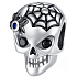 Charm Sterling Silber 925 Totenkopf - schwarzes Spinnennetz, Perle für Halloween-Armband