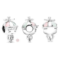 Charme Sterling Silber 925 Junge mit Propeller auf Hut, Perle auf Armband, Familie
