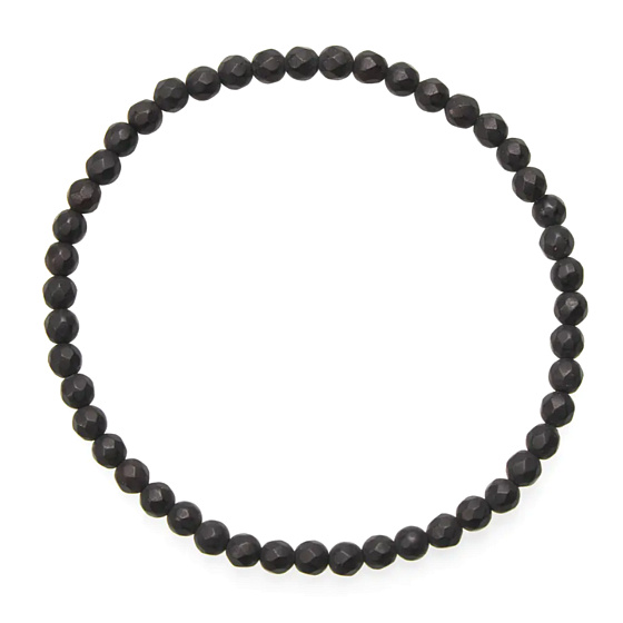 Onyx Facettenmatte Armband elastischer Naturstein, Kugel 4 mm / 19 cm, Lebenskraftstein