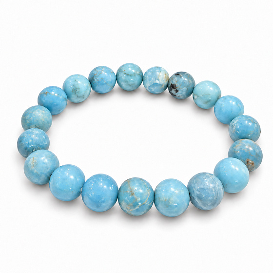 Larimar-Armband elastisch, Naturstein, Kugel 9–10 mm / 16–17 cm, Ruhe – Frieden – Ausgeglichenheit