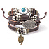 Mehrschichtiges Lederarmband, blaues Auge + Eulensymbol, größenverstellbar