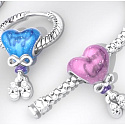 Charme Sterling Silber 925 Herz und Booties, Baby Girl, Perle auf Armband Familie