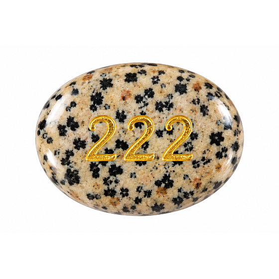 Wunschstein 222 aus natürlichem Dalmatiner-Jaspis 35 × 45 mm – Gleichgewicht, Vertrauen und Harmonie