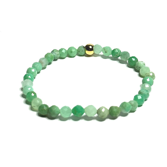 Chrysopras Facettenarmband elastischer Naturstein, Kugel 5 mm / 16-17 cm, Stein der Harmonie der Familienbeziehungen