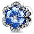 Sterling Silber 925 Blaues Stiefmütterchen + kubischer Zirkon, Perle für Armband natur
