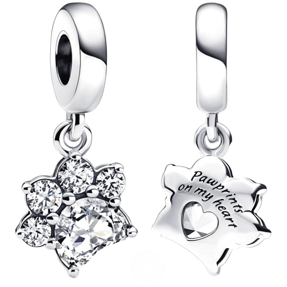 Charms Sterling Silber 925 Sparkly Pfote, Haustier Armband Anhänger