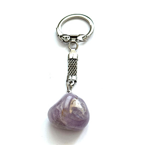 Amethyst Trommel Anhänger Schlüsselanhänger Naturstein, ca. 10 cm