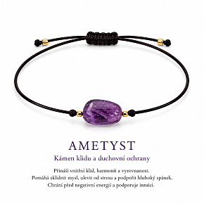 Ametyst – Síla minerálů | Nastavitelný šňůrkový náramek | Symbol klidu