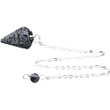 Obsidian Wolkenpendel Naturstein 2,5 cm + 18 cm Kette mit Perle, Rettungsstein