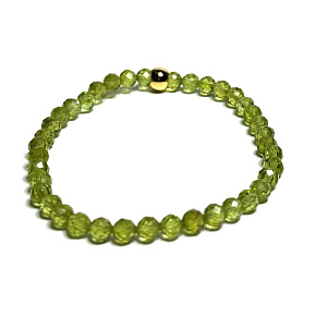 Olivin / Peridot Facettenarmband elastischer Naturstein, Kugel 5 mm / 16 - 17 cm, Stein schützt die menschliche Aura