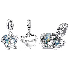 Sterling Silber 925 Disney Winnie the Pooh, Känguru + Känguru Mama, Familienarmband Anhänger