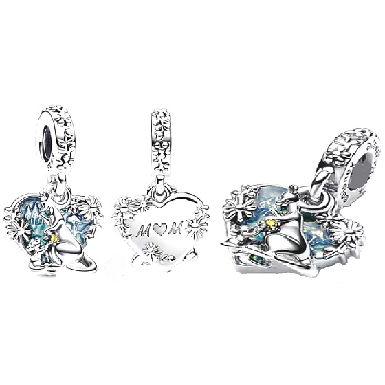 Sterling Silber 925 Disney Winnie the Pooh, Känguru + Känguru Mama, Familienarmband Anhänger