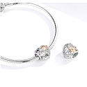 Charms Sterling Silber 925 Geliebtes vierblättriges Kleeblatt als Glücksbringer, Perlenherz am Liebesarmband