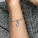 Sterling Silber 925 Schneeflocke mit Zirkonia 2in1, Weihnachtsarmband-Anhänger