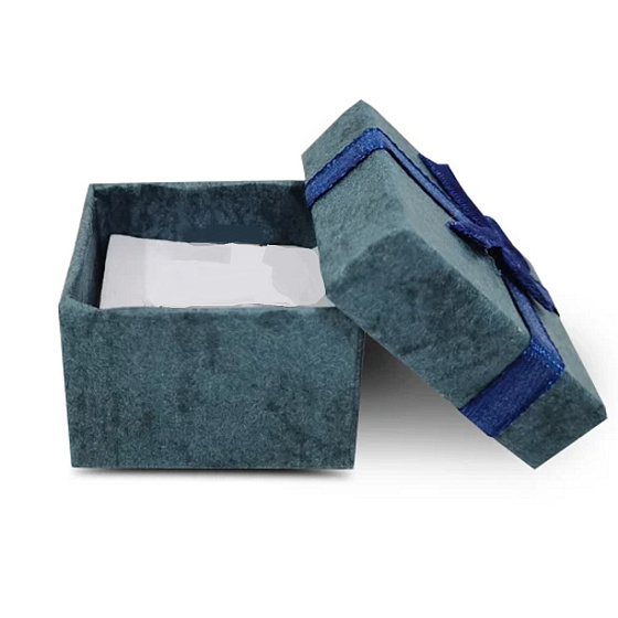 Geschenkbox mit Schmuckschwamm und Schleife, dunkelblau, 4 x 4 x 2,5 cm, 1 Stück