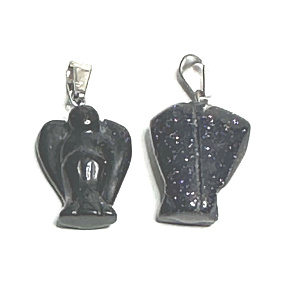 Goldstein blau Avanturin Engel Schutzengel Anhänger 2 - 2,2 cm, Stein des Ehrgeizes