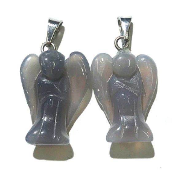 Achat grau Engel Schutzengel Anhänger Naturstein handgeschliffen 2 - 2,2 cm