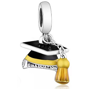 Sterling Silber 925 Graduation, Graduation mit Schriftrollen und Kappe, Graduate-Anhänger am Armband