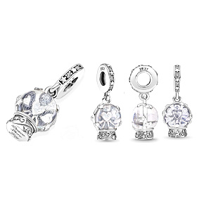 Charms Sterling Silber 925 Schneekugel - Engel, Armband Anhänger Weihnachten