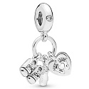 Charm Sterling Silber 925 Mein Baby, Familie Charm mit Schuhe, Flasche und Herz 3in1, Anhänger für Armband Familie