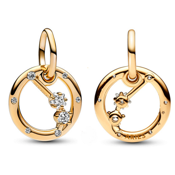 Charms Sterling Silber 925 vergoldet Sternzeichen Widder, Armband Anhänger