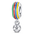 Charme Sterling Silber 925 Euro 2024 Fußball farbig, Perle auf Armband Sport
