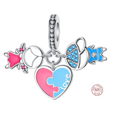 Charm Sterlingsilber 925 Junge und Mädchen Liebespaar 3-in-1, Anhänger für Armband Liebe
