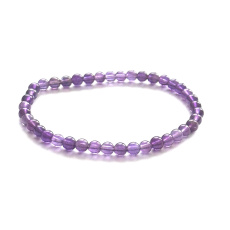 Amethyst Armband elastisch Naturstein, Kugel 4 mm / 16 - 17 cm, Stein der Könige und Bischöfe