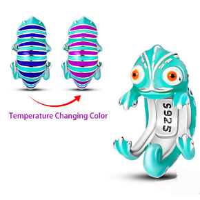 Charm Sterling Silber 925 Thermo - Chamäleon, das die Farben wechselt, Perle am Armband Tier