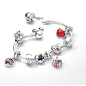 Charm Sterling Silber 925 Disney Mickey Mouse und Minnie Mouse - Herz - Für immer, Perle am Armband Liebe