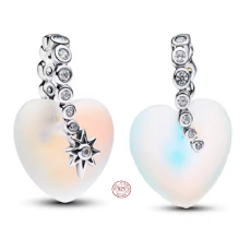 Charm Sterlingové stříbro 925 Srdce s hvězdou a opálem, symbol lásky a světla, přívěsek na náramek láska Charm Sterlingové stříbro 925 Srdce s hvězdou a opálem, symbol lásky a světla, přívěsek na náramek láska