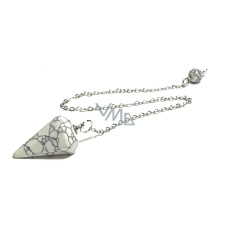 Magnesit / Howlite weißes Pendel Naturstein 2,5 cm + 18 cm Kette mit Perle, Reinigungsstein Magnesit / Howlite weißes Pendel Naturstein 2,5 cm + 18 cm Kette mit Perle, Reinigungsstein