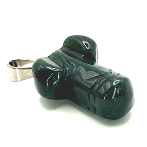 Chalcedon grün Penis für Glück, Anhänger Naturstein handgeschliffen ca. 11 x 22 mm, Stein der Liebe, Freude