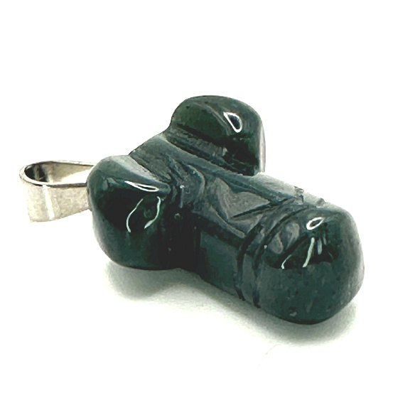 Chalcedon grün Penis für Glück, Anhänger Naturstein handgeschliffen ca. 11 x 22 mm, Stein der Liebe, Freude
