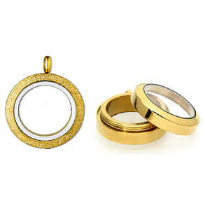 Medailon s otočným uzávěrem nerezový zlatá barva tloušťka 6,5 mm x 30 mm