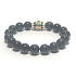 Obsidian + Blue Eye Armband elastischer Naturstein, Kugel 10 mm / 16-17 cm, Rettungsstein