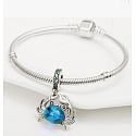 Charm Sterling Silber 925 Krabbe blau Muranoglas Tier-Armband-Anhänger