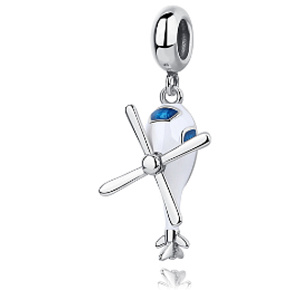 Charm Sterling Silber 925 Hubschrauber, Reise-Armband-Anhänger