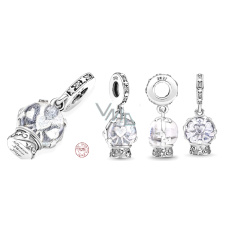 Charms Sterling Silber 925 Schneekugel - Engel, Armband Anhänger Weihnachten