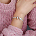 Charme Sterling Silber 925 Kleines Mädchen mit Zöpfen, Perle für Armband, Familie