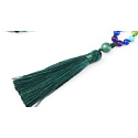 108 Mala 7 Chakra Halskette, Achat grün Meditationsschmuck, Naturstein, elastisch, Quaste 8 cm, Perle 6 mm