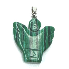 Malachitl Engel, Engelsflügel Anhänger handgeschliffen 25 x 21 x 5 mm, Wunschstein