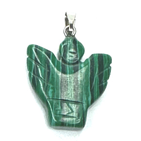 Malachitl Engel, Engelsflügel Anhänger handgeschliffen 25 x 21 x 5 mm, Wunschstein