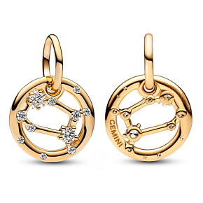 Charms Sterling Silber 925 vergoldet Sternzeichen Zwillinge, Anhänger Armband